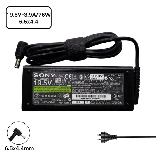 [19.5V-3.9A/76W][6.5*4.4] Sony Vaio SVE14125CXB SVE14125CXP SVE14125CXW SVE141D11L Laptop AC Power Supply Adapter Charger