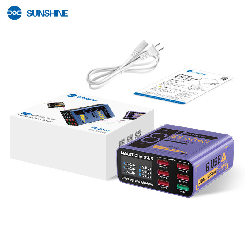 Cargue la imagen en el visor de la galería, [SS-304Q] SUNSHINE 6-Port USB Fast Charger with Digital Display
