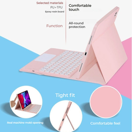 [Detachable Keyboard][Round Keycaps] Samsung Galaxy Tab A9 Plus 11’’ 2023 (X210/X215/X216B) - Smart Wireless Trackpad Keyboard Flip Case With Pen Slot