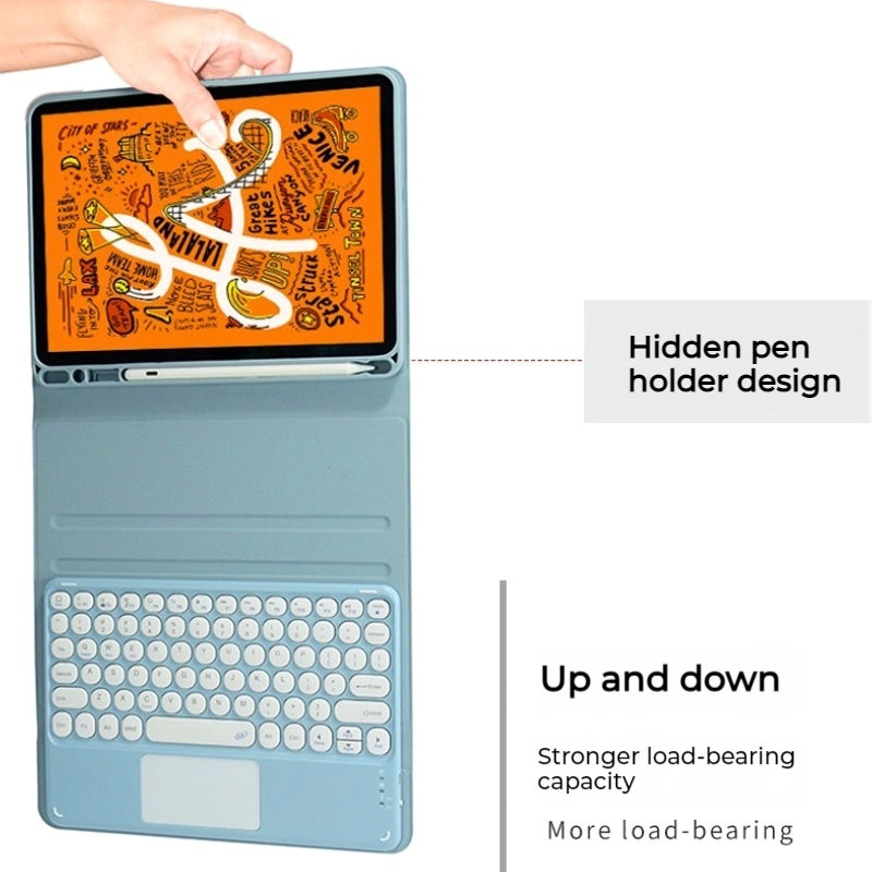 Load image into Gallery viewer, [Detachable Keyboard][Round Keycaps] Samsung Galaxy Tab S7 Plus/S8 Plus/S7 FE/S9 Plus/S9 FE Plus 12.4&quot; - Smart Wireless Trackpad Keyboard Flip Case With Pen Slot
