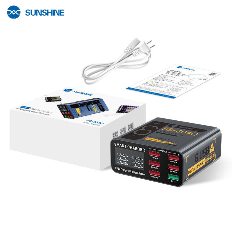 Cargue la imagen en el visor de la galería, [SS-304Q] SUNSHINE 6-Port USB Fast Charger with Digital Display
