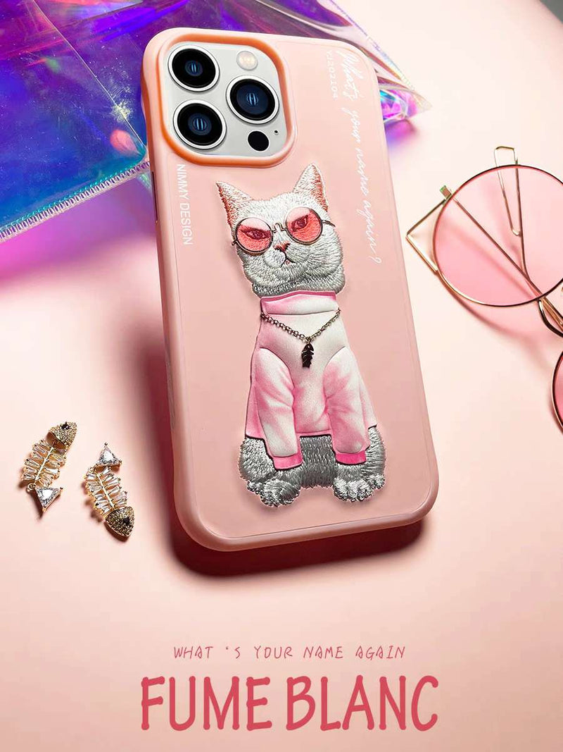 Cargue la imagen en el visor de la galería, Nimmy Pet Animal Series iPhone 13/14/15/Pro/Max Embroidery 3D Cute Cool Case - Polar Tech Australia
