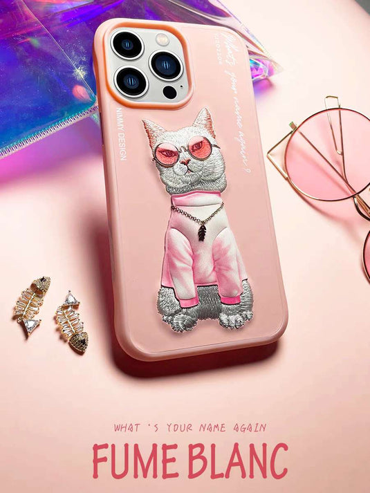 Nimmy Pet Animal Series iPhone 13/14/15/Pro/Max Embroidery 3D Cute Cool Case - Polar Tech Australia