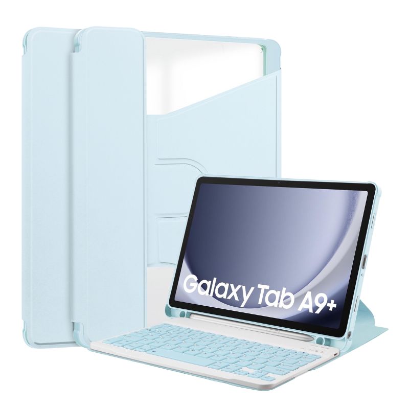 Cargue la imagen en el visor de la galería, [Detachable Keyboard][With Backlit] Samsung Galaxy Tab S9 Plus/S9 FE Plus 12.4&quot; - 360 Degree Rotating Magnetic Flip Cover Case With Pen Slot
