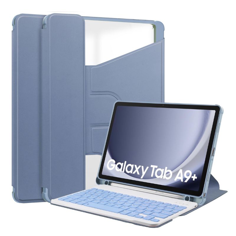 Cargue la imagen en el visor de la galería, [Detachable Keyboard][With Backlit] Samsung Galaxy Tab S9 Plus/S9 FE Plus 12.4&quot; - 360 Degree Rotating Magnetic Flip Cover Case With Pen Slot
