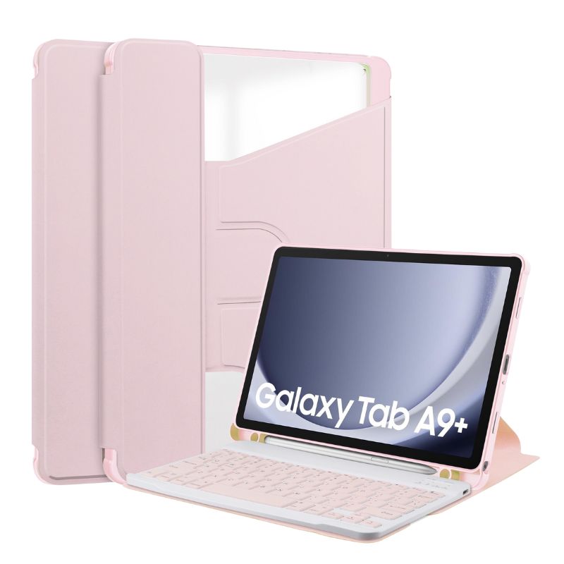 Cargue la imagen en el visor de la galería, [Detachable Keyboard][With Backlit] Samsung Galaxy Tab S9 Plus/S9 FE Plus 12.4&quot; - 360 Degree Rotating Magnetic Flip Cover Case With Pen Slot
