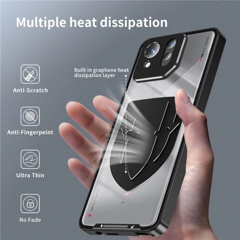 Cargue la imagen en el visor de la galería, ASUS Rog Phone 8 &amp; 8 Pro - Transparent Cooling Phone Essentials Series Case With Metal Lens Cover
