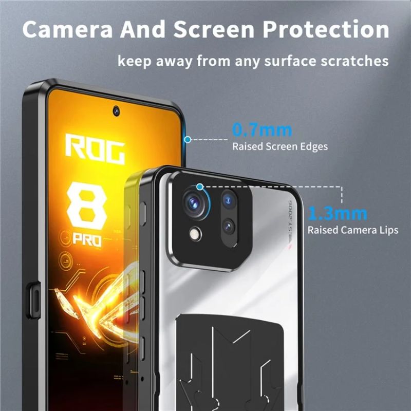 Cargue la imagen en el visor de la galería, ASUS Rog Phone 8 &amp; 8 Pro - Transparent Cooling Phone Essentials Series Case With Metal Lens Cover
