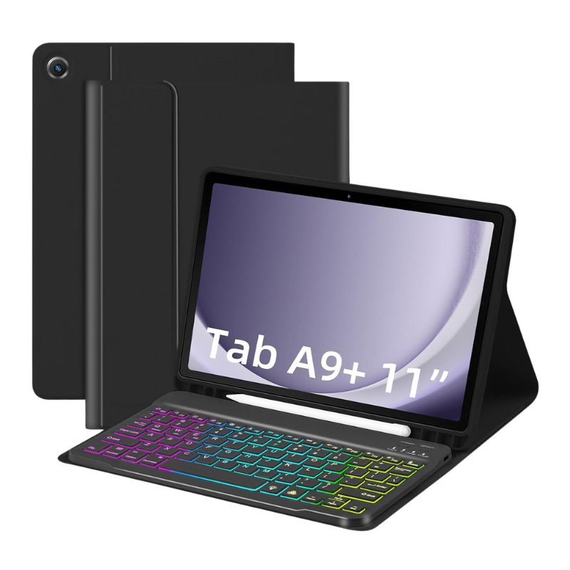 Cargue la imagen en el visor de la galería, [Detachable Keyboard][With RGB Backlit][Square Keycaps] Samsung Galaxy Tab A9 Plus 11&quot; 2023 (SM-X210/X215/X216) - Smart Wireless Trackpad Keyboard Flip Case With Pen Slot
