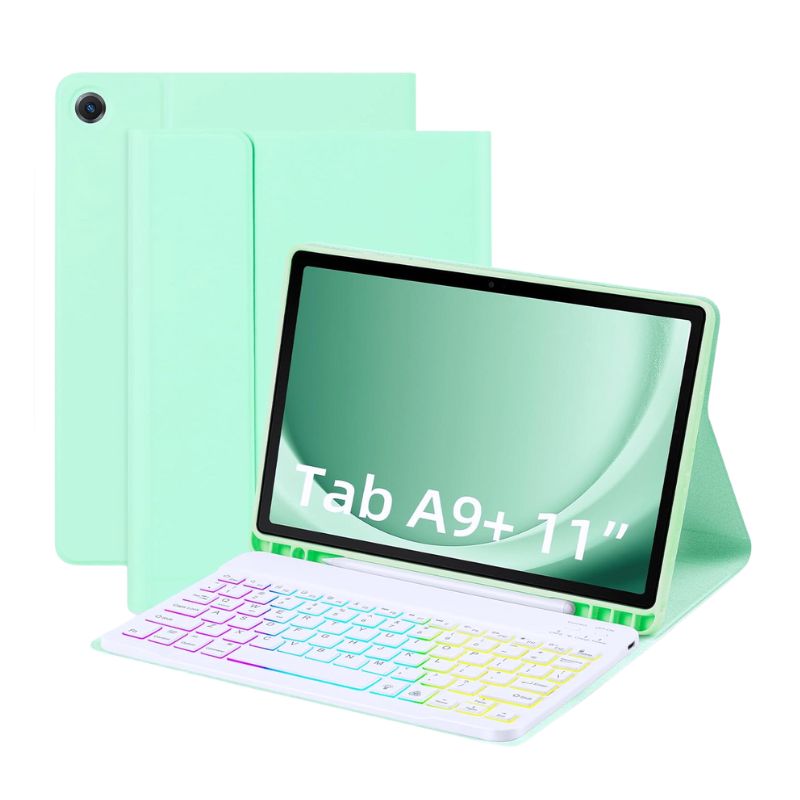 Cargue la imagen en el visor de la galería, [Detachable Keyboard][With RGB Backlit][Square Keycaps] Samsung Galaxy Tab A9 Plus 11&quot; 2023 (SM-X210/X215/X216) - Smart Wireless Trackpad Keyboard Flip Case With Pen Slot
