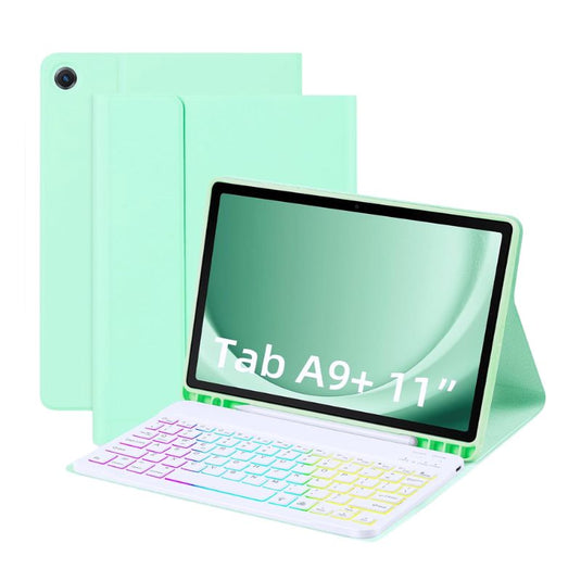 [Detachable Keyboard][With RGB Backlit][Square Keycaps] Samsung Galaxy Tab A9 Plus 11" 2023 (SM-X210/X215/X216) - Smart Wireless Trackpad Keyboard Flip Case With Pen Slot