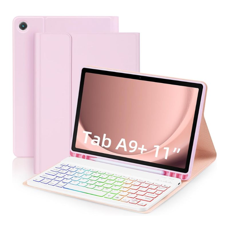 Cargue la imagen en el visor de la galería, [Detachable Keyboard][With RGB Backlit][Square Keycaps] Samsung Galaxy Tab A9 Plus 11&quot; 2023 (SM-X210/X215/X216) - Smart Wireless Trackpad Keyboard Flip Case With Pen Slot
