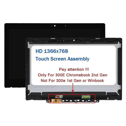 [With Bezel Frame] Lenovo 300E Chromebook 2nd Gen 81MB000UUS 11.6" 11.6 Inch Series - Laptop HD Touch Digitizer Display LCD Screen Assembly