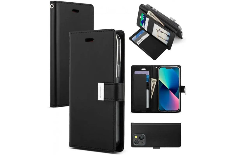 Load image into Gallery viewer, Apple iPhone 12/Mini/Pro/Max Mercury Goospery Rich Diary Dual Wallet Premium Quality Flip Leather Case - Polar Tech Australia
