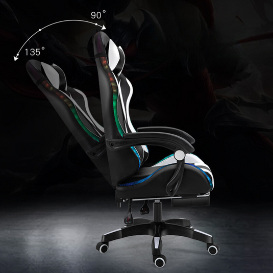 [Built-in RBG LED Light] PU Leather Latex Cushion Gaming Racing Chair Office Chair - Polar Tech Australia