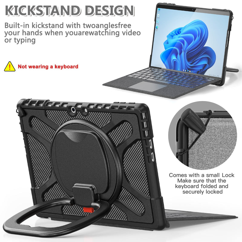 Cargue la imagen en el visor de la galería, Microsoft Surface Pro 4/5/6/7/7 Plus - 360 Degree Rotate Shockproof Heavy Duty Tough Stand Case Cover With Pen Holder - Polar Tech Australia
