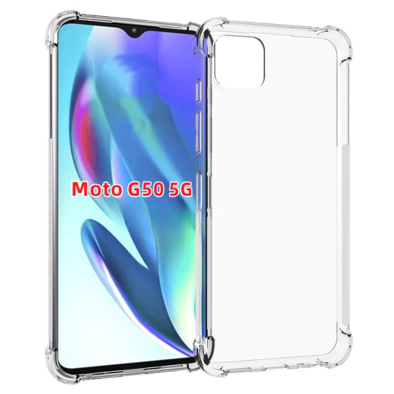 Chargez l&#39;image dans la visionneuse de la galerie, Motorola Moto G50 5G - AirPillow Cushion Transparent Soft Clear TPU Four Corners Protective Case With 2PC 9HD Tempered Glass Screen Protector
