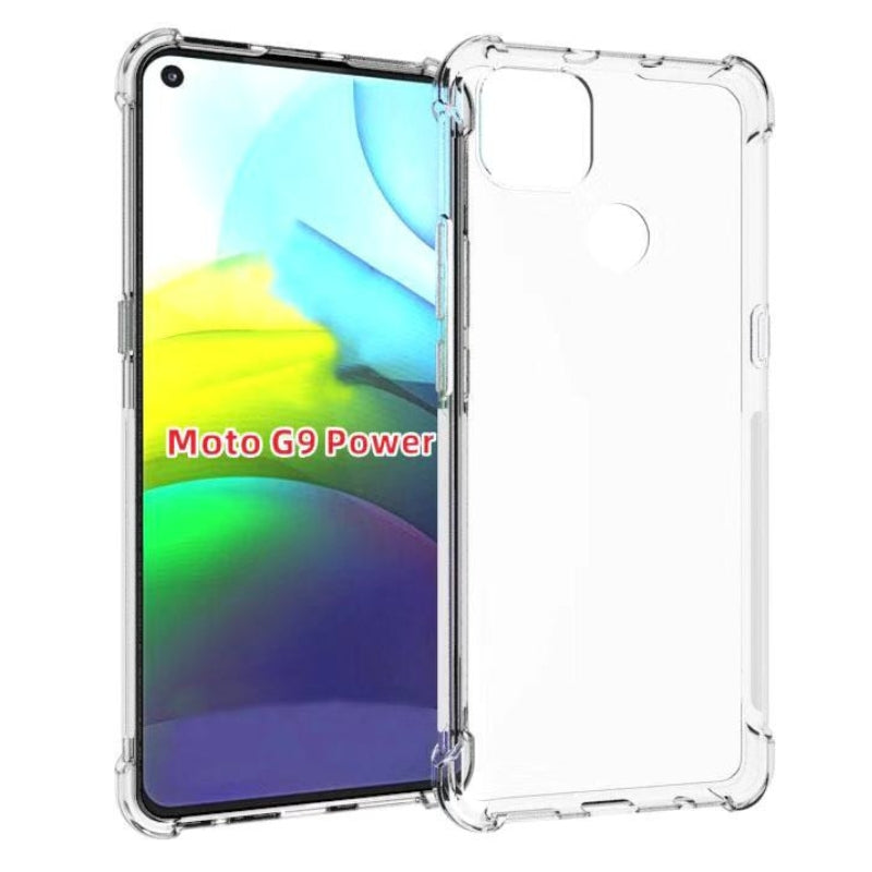 Cargue la imagen en el visor de la galería, Motorola Moto G9 Power - AirPillow Cushion Transparent Soft Clear TPU Four Corners Protective Case With 2PC 9HD Tempered Glass Screen Protector
