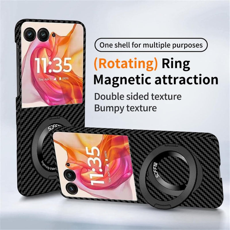 Load image into Gallery viewer, [360° Rotating Bracket] Motorola Razr 50/Ultra - Carbon Fiber Style MagSafe Magnetic Shockproof Protective Case
