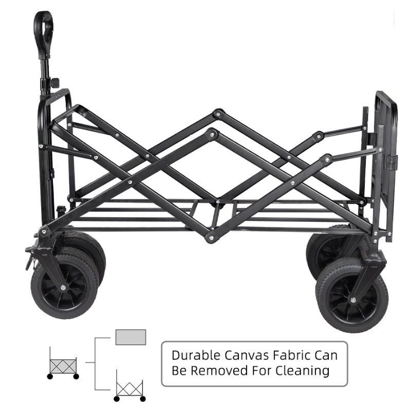 Chargez l&#39;image dans la visionneuse de la galerie, Extender Folding Cart Outdoor Extra Long Utility Large Capacity Wagon Cart Camping Picnic Trolley Beach Collapse Folding Cart
