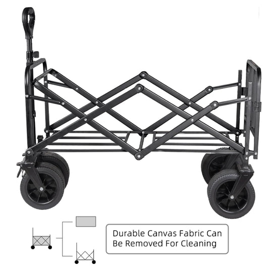 Extender Folding Cart Outdoor Extra Long Utility Large Capacity Wagon Cart Camping Picnic Trolley Beach Collapse Folding Cart