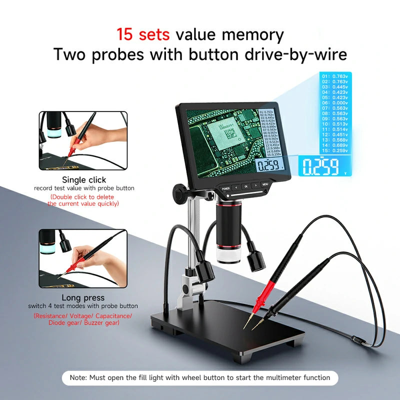 Load image into Gallery viewer, [AiXun DM21] 7-Inch Electronic Digital Microscope with Multimeter Design for Soldering – 2-in-1 Precision Tool
