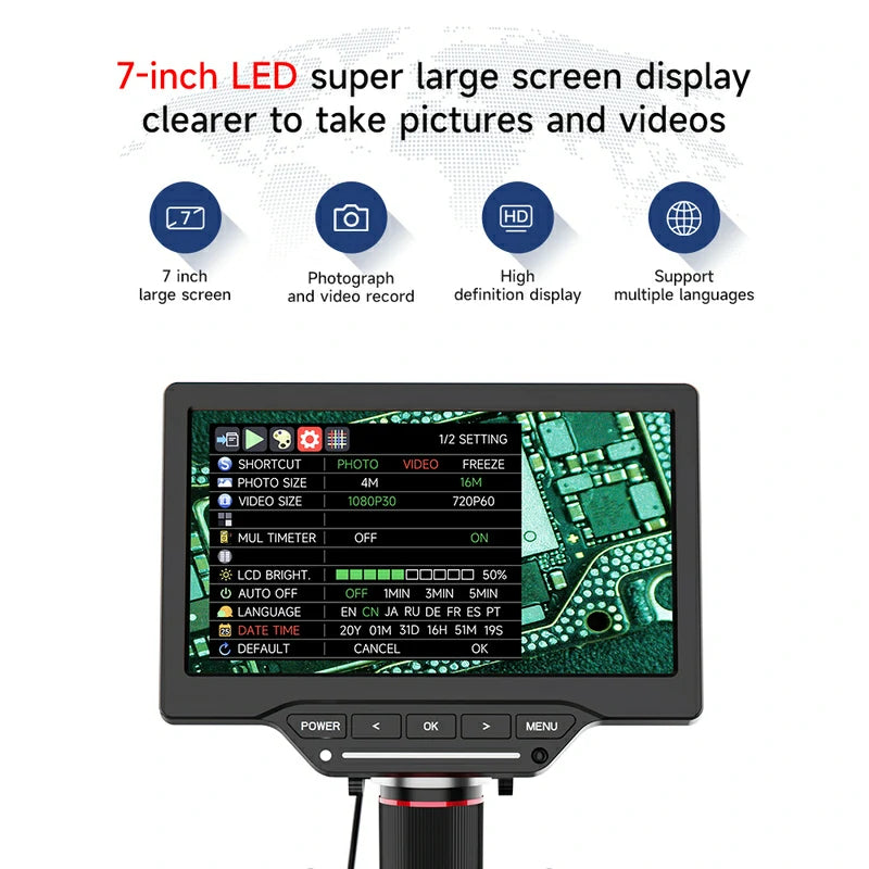 Chargez l&#39;image dans la visionneuse de la galerie, [AiXun DM21] 7-Inch Electronic Digital Microscope with Multimeter Design for Soldering – 2-in-1 Precision Tool
