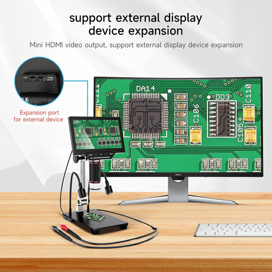 [AiXun DM21] 7-Inch Electronic Digital Microscope with Multimeter Design for Soldering – 2-in-1 Precision Tool