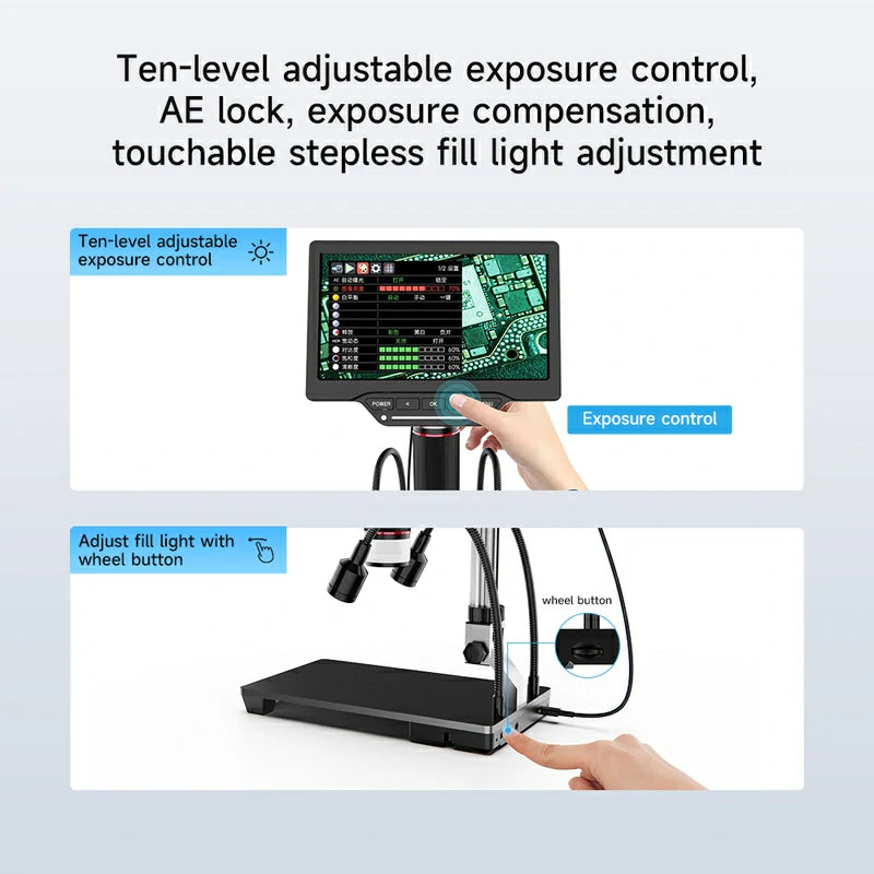 Load image into Gallery viewer, [AiXun DM21] 7-Inch Electronic Digital Microscope with Multimeter Design for Soldering – 2-in-1 Precision Tool
