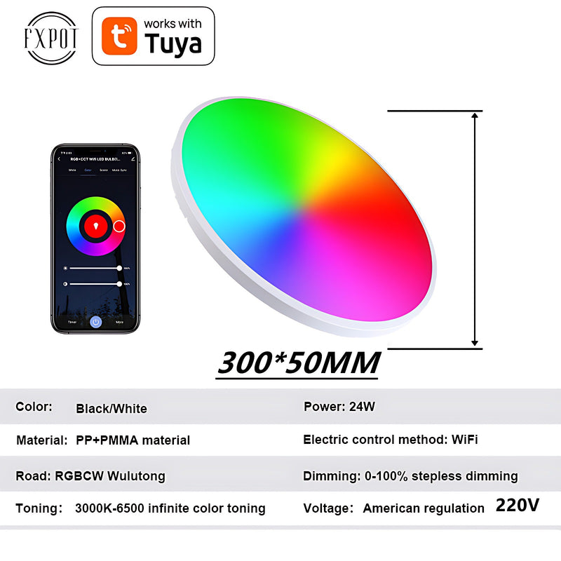 Chargez l&#39;image dans la visionneuse de la galerie, [TUYA Smart Home] RGB Dimmable LED 24W plafonnier contrôle sans fil chambre salon lumière 
