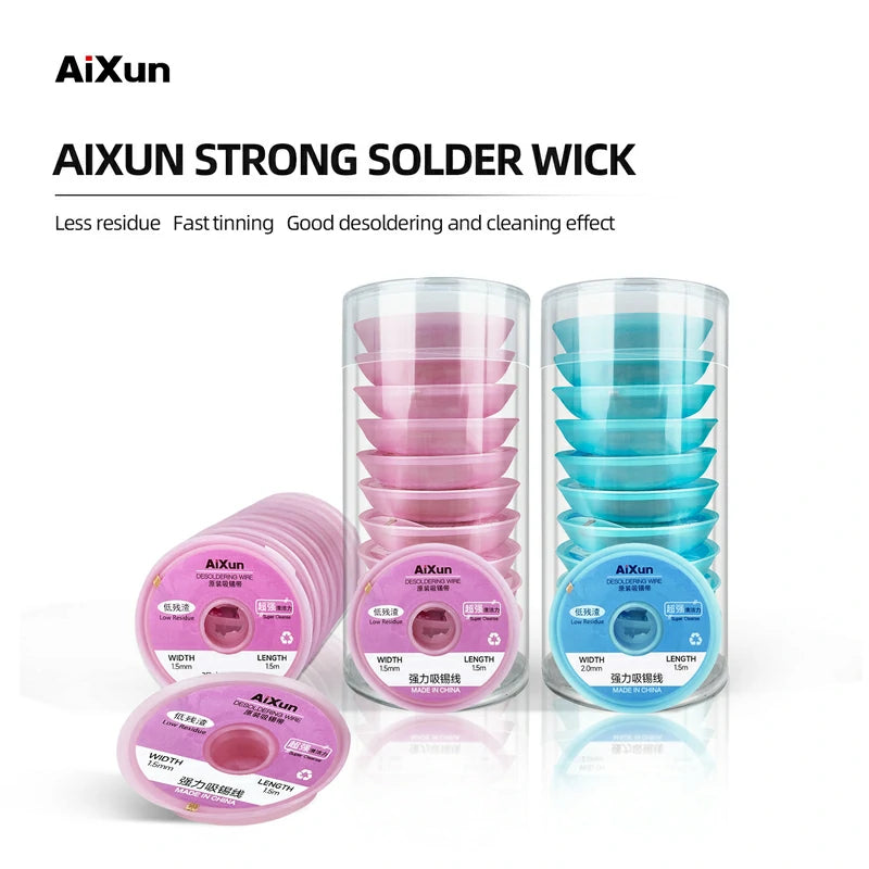 Chargez l&#39;image dans la visionneuse de la galerie, AiXun Strong Solder Wick (10-Pack) – High-Efficiency Desoldering Wire Roll
