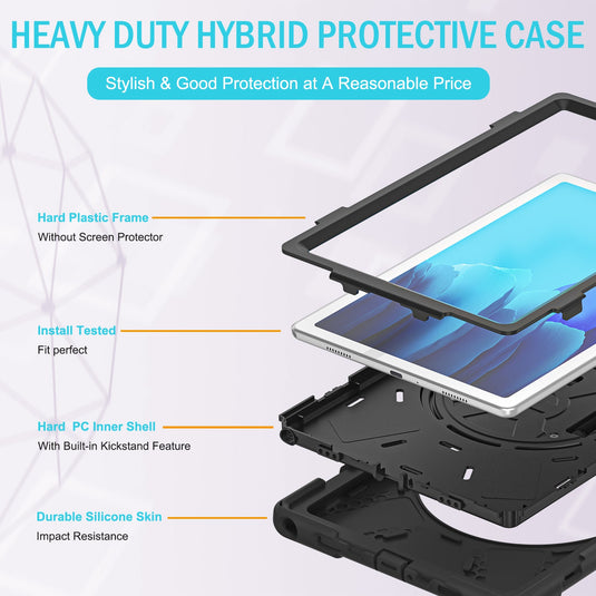 Samsung Galaxy Tab A8 10.5" 2022 (X200/X205) Heavy Duty 360 Degree Rotate Stand Hand Strap Case - Polar Tech Australia