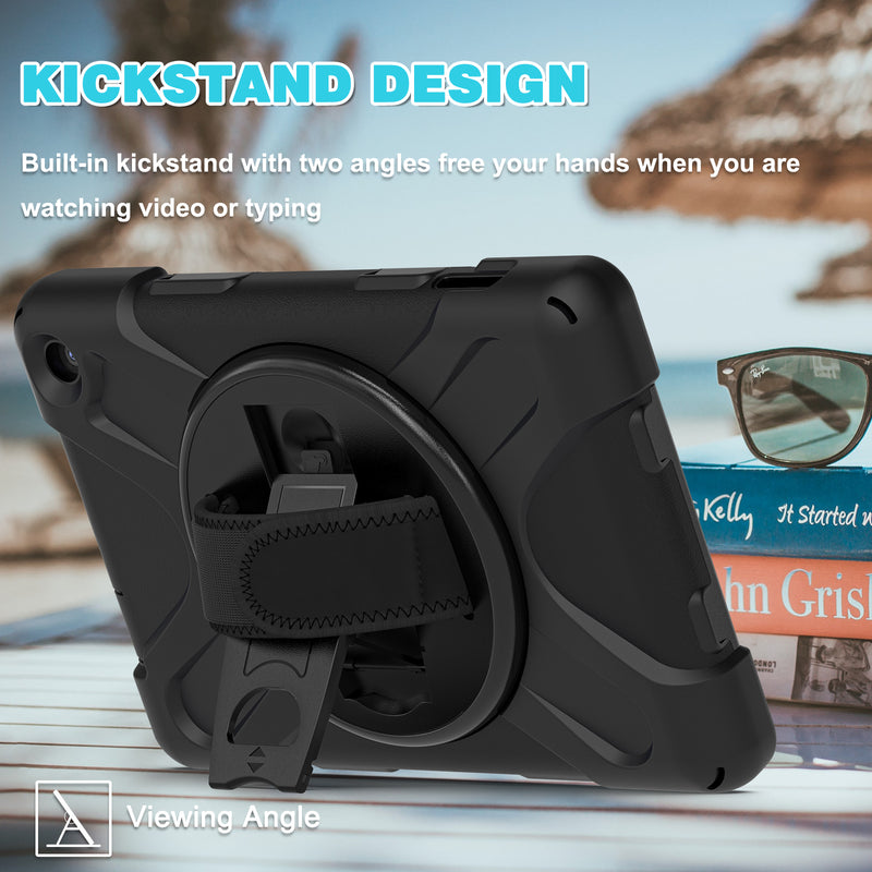 Cargue la imagen en el visor de la galería, Amazon Kindle Fire 7 2022 Heavy Duty 360 Degree Rotate Stand Hand Strap Case - Polar Tech Australia
