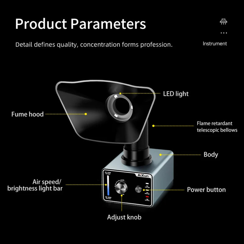 Cargue la imagen en el visor de la galería, [AiXun ES02] Desktop Fume Extractor – Soldering Smoke Absorber with LED Light
