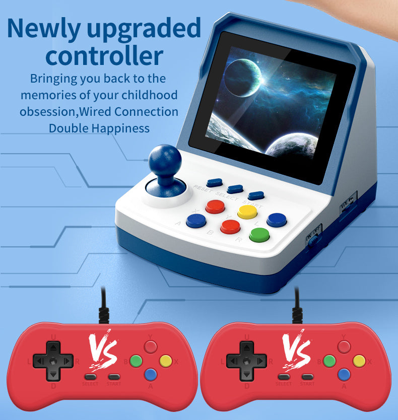 Cargue la imagen en el visor de la galería, POWKIDDY A6 Plus Retro Handheld Game Console with 100+ Classic Games Portable Game Player with 3D Rocker 2 Wired Gamepads Support TV Connection
