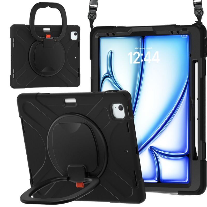 Cargue la imagen en el visor de la galería, Apple iPad Air 13 (2024) 13.0&quot; Heavy Duty Rugged Shockproof With Shoulder Strap &amp; Handle Stand Ring - Polar Tech Australia
