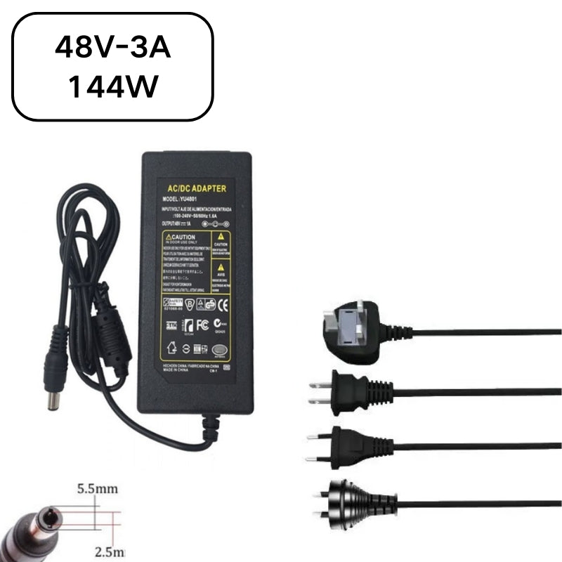 Cargue la imagen en el visor de la galería, [48V-3A][5.5x2.5] Universal Computer/Monitor/CCTV POE Switch - Power Supply Adapter Wall Charger
