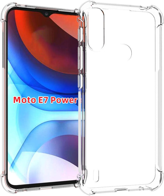 Motorola Moto E7 i Power / E7 Power - AirPillow Cushion Transparent Soft Clear TPU Four Corners Protective Case With 2PC 9HD Tempered Glass Screen Protector