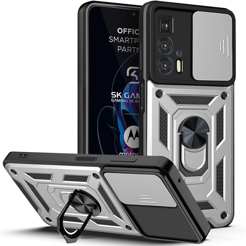 Cargue la imagen en el visor de la galería, [Magnetic Ring Kickstand][Camera Cover] Motorola Moto Edge 20 Pro - Shield Shockproof Rugged Heavy Duty Case
