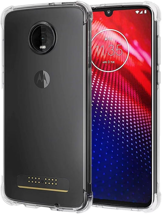 Motorola Moto Z4/Moto Z4 Play/Moto Z4 Force - AirPillow Cushion Transparent Soft Clear TPU Four Corners Protective Case