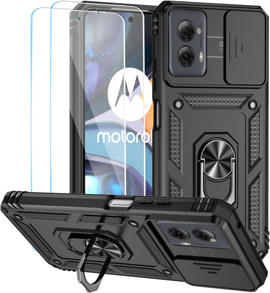 [Magnetic Ring Kickstand][Slide Camera Cover] Motorola Moto G Power 2024 - Shield Shockproof Rugged Heavy Duty Case