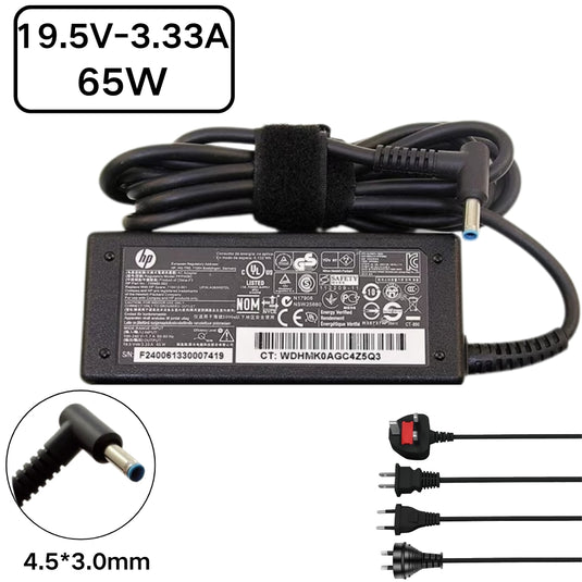 [19.5V-3.33A/65W][4.5x3.0] Cargador adaptador de fuente de alimentación de CA para portátiles HP Pavilion x360, EliteBook y ProBook