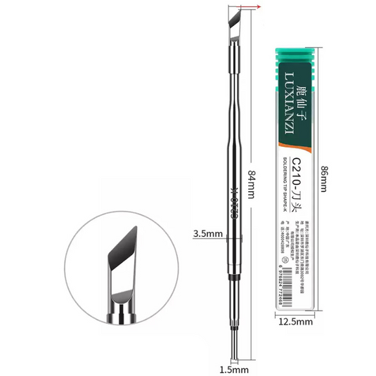 [LXZ924211] C210 Soldering Iron Tip Replacement Compatible with JBC T26 Soldering Station Handle, Soldering Iron, Soldering Bent Tip Knife Head