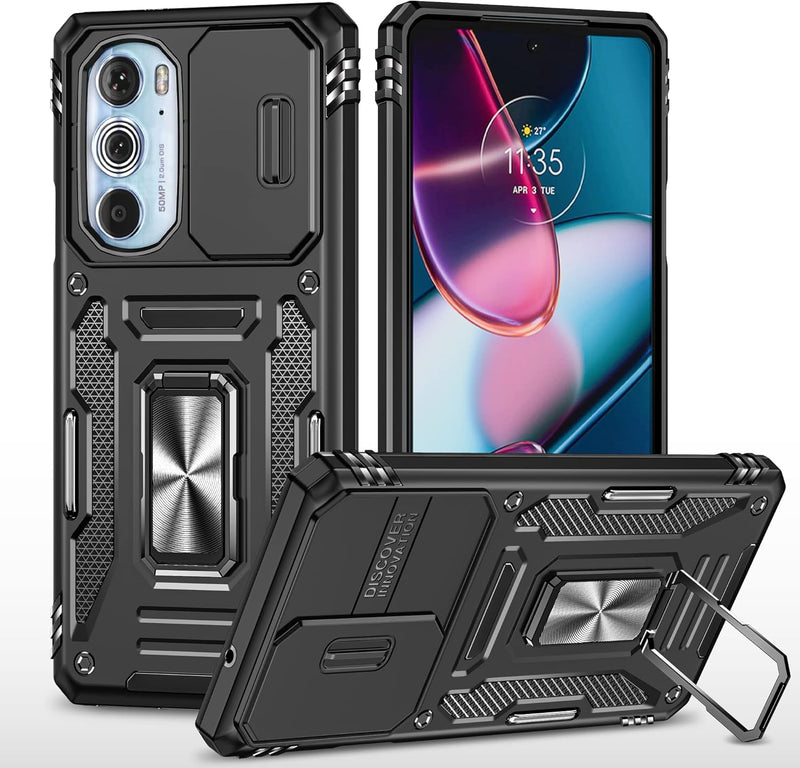 Chargez l&#39;image dans la visionneuse de la galerie, [Magnetic Ring Kickstand][Camera Cover] Motorola Moto Edge 30 Pro/Edge Plus 2022 - Shield Shockproof Rugged Heavy Duty Case With 2PC 9H Glass Screen Protector
