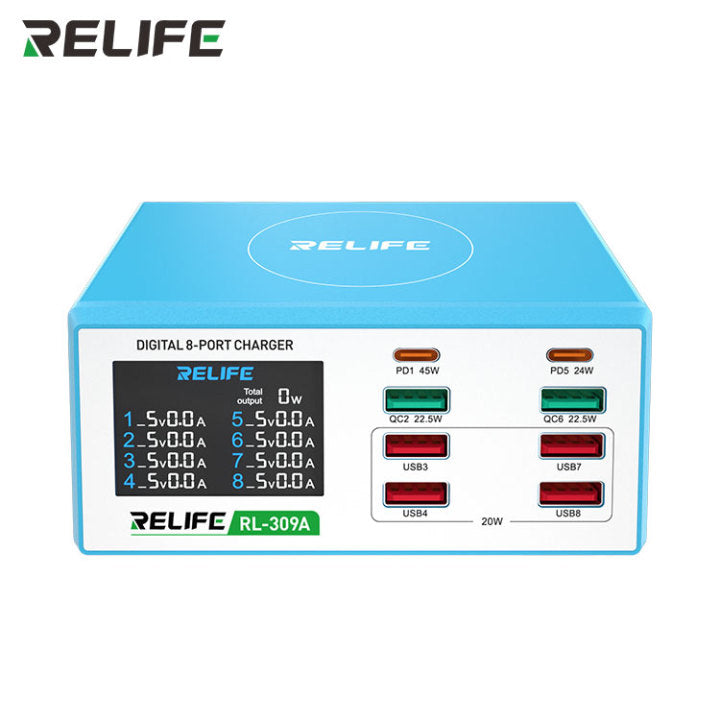 Chargez l&#39;image dans la visionneuse de la galerie, [RL-309A] RELIFE Digital Display 8-Port Charger 100W - Polar Tech Australia
