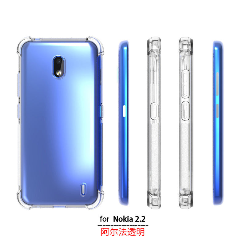 Chargez l&#39;image dans la visionneuse de la galerie, Nokia 2.2 - AirPillow Cushion Transparent Soft Clear TPU Four Corners Protective Case With 2PC 9HD Tempered Glass Screen Protector
