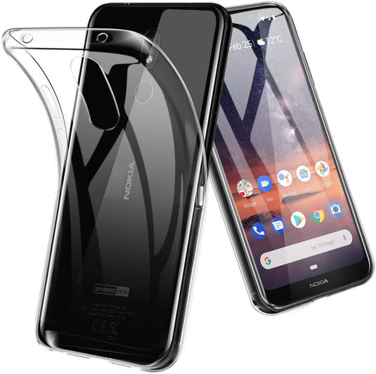 Nokia 3.2 - AirPillow Cushion Transparent Soft Clear TPU Four Corners Protective Case With 2PC 9HD Tempered Glass Screen Protector