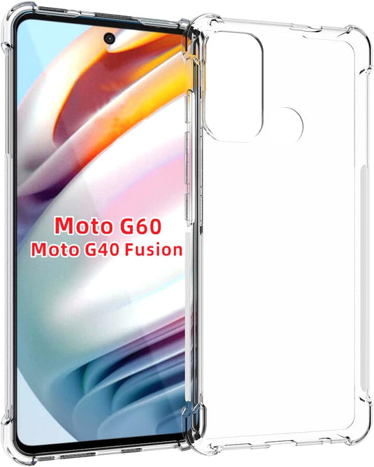 Motorola Moto G60 - AirPillow Cushion Transparent Soft Clear TPU Four Corners Protective Case With 2PC 9HD Tempered Glass Sreen Protector