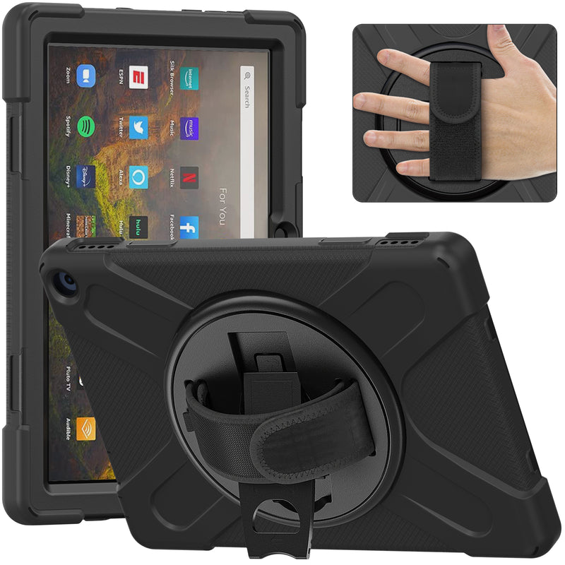 Chargez l&#39;image dans la visionneuse de la galerie, Amazon Fire HD 10 2021 &amp; Fire HD Plus - Heavy Duty 360 Degree Rotate Stand Hand Strap Case - Polar Tech Australia
