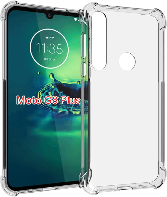 Motorola Moto G8 Plus - AirPillow Cushion Transparent Soft Clear TPU Four Corners Protective Case